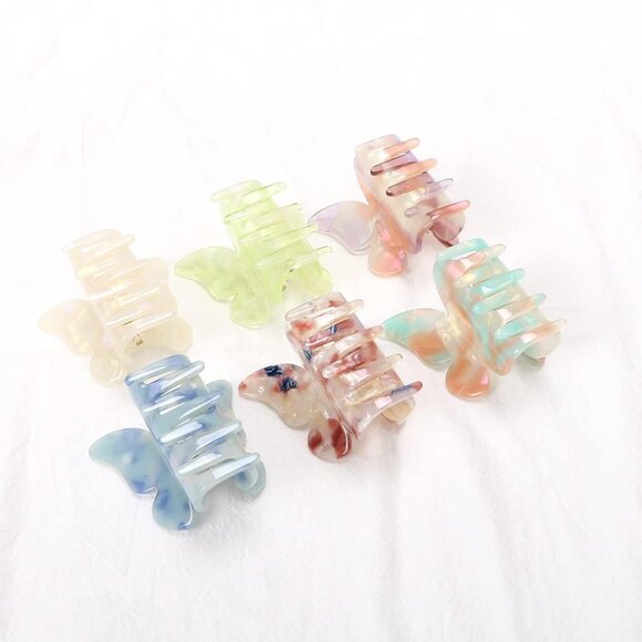 Hair Claw Tortoise Shell Butterfly Clips 2.3 Inch Girls Women 6 Pack - Picture 7 of 7
